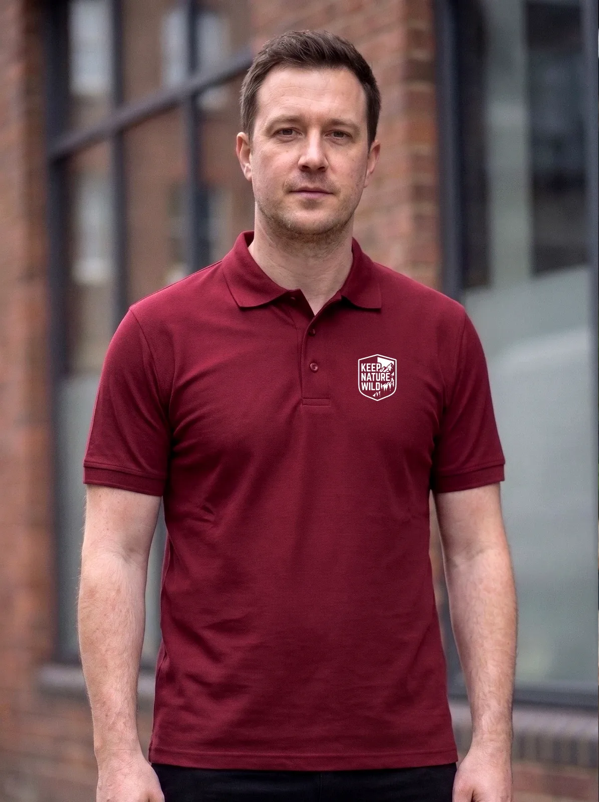 Bordo-crvena polo majica Keep Nature Wild print