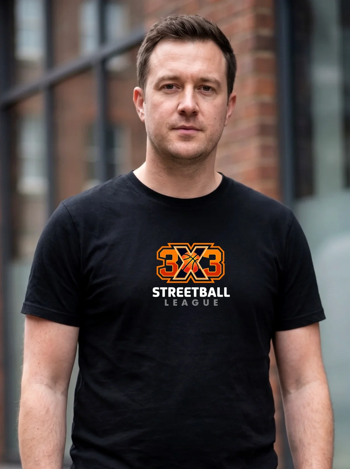 Pamučna crna majica sa 3x3 Streetball printom