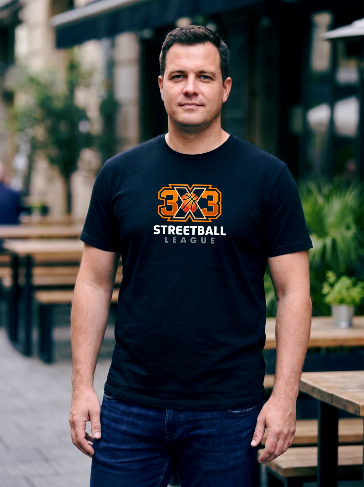 Pamučna crna majica sa 3x3 Streetball printom 2